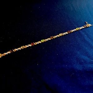 Gold-Toned Bracelet with Multi-Colored Gemstones